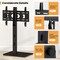 Black Metal TV Stand with Swivel Mount, Shelf and Adjustable Height